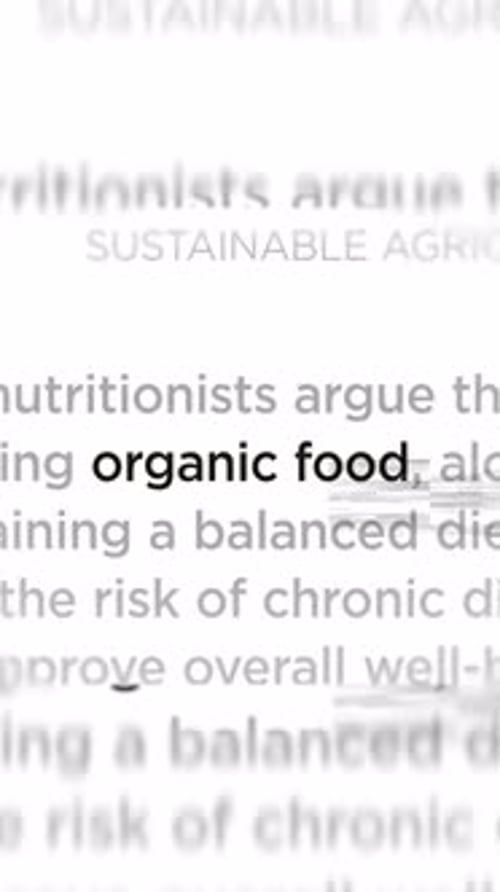 Organic food natural diet headline titles media seamless loop vertical