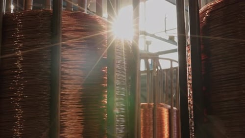 Sunlit Copper Wire Zoom in Close Up