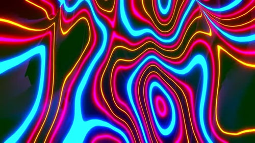 Tunnel with colorful wave traffic, neon lines, high speed. Vj loop background. VFX visual