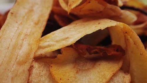 Pile of Tasty Golden Fried Potato Chips