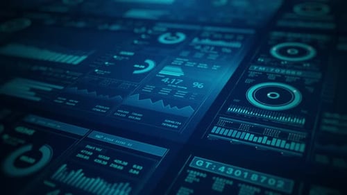 Animated Futuristic Data Interface and Business Dashboard