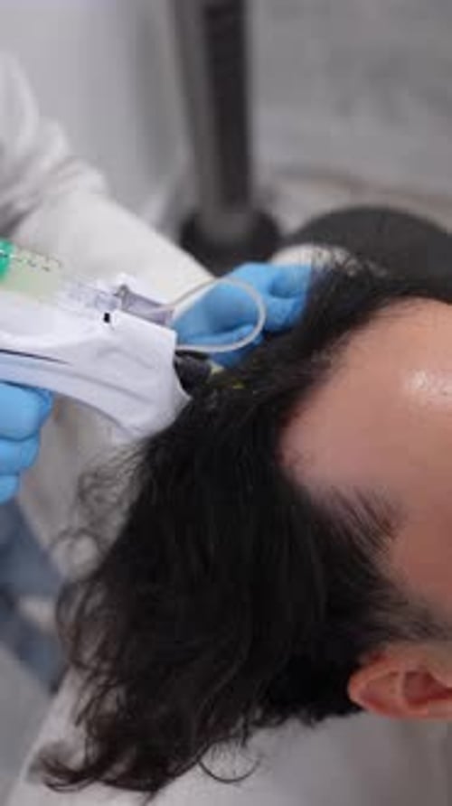 Injection on Head for Medical Hair Treatment