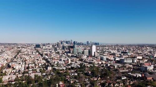 Aerial View of Los Angeles Skyline towards Downtown LA