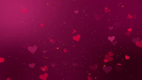Animated Romantic Floating Hearts and Sparkles Background Loop