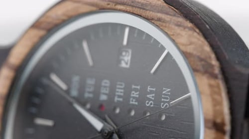 Extreme Close Up of Wooden Wrist Watch