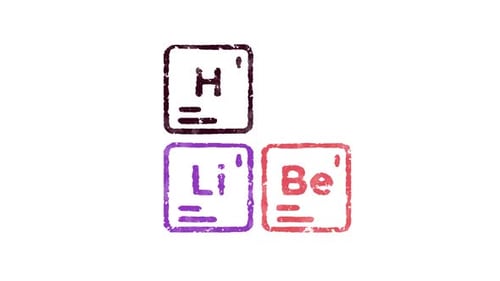 Hand Drawn Periodic Table Elements H Li Be And Abstract Shapes