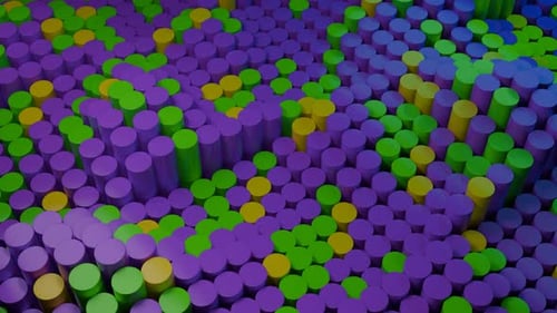 Abstract Cylinders Shifting Colors and Heights Design