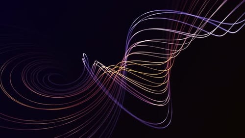 Multicolored plasma energy strings with flowing neon lines and dynamic abstract wave motion