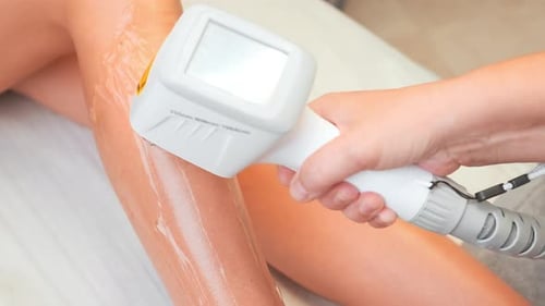 Laser Hair Removal Treatment on Leg Close Up