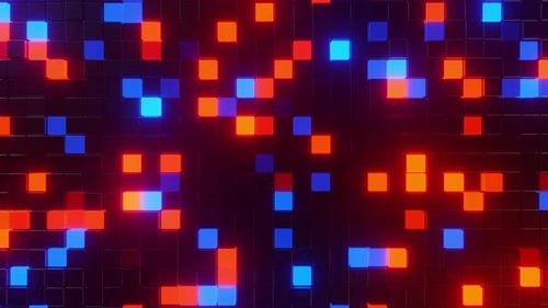 Abstract Futuristic Glowing Pixel Grid Loop Background