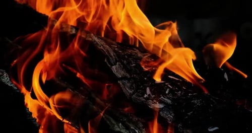 Closeup slow motion fire flame