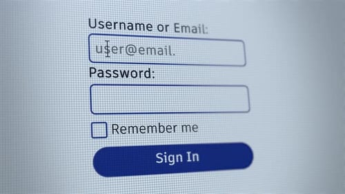 Melden Sie sich am Computerbildschirm an. Eingabe von Benutzername und Passwort mit pixeliger Wirkung.