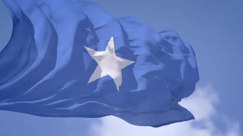 Realistic Waving Somalia Flag Against Blue Sky