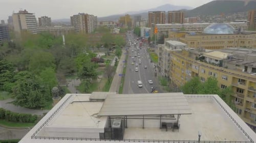 Skopje Main Square with alexander statue and bridges