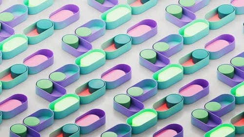 Izometric Button Colorfull Gradient Moving Loop 4K