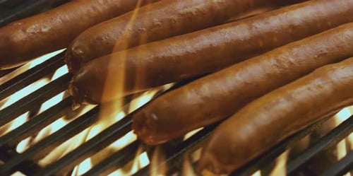Sausages on barbecue Grill