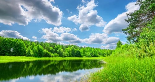 Moving Clouds Timelapse on a Wild Lake