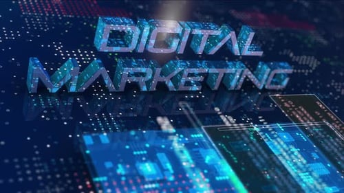 Futuristic Digital Marketing 3D Text Reveal on Technology Background