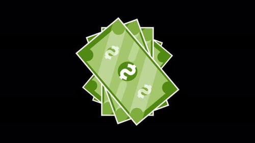 Animated Flat Design Stack of Money Bill Icon