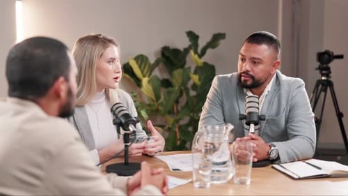 Group Recording Podcast in Studio Setting