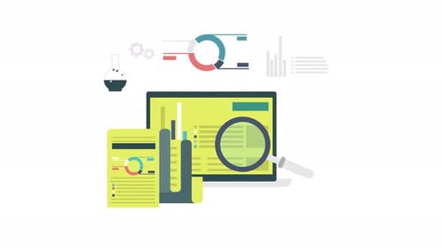 Flat Design Animated Data Analysis and Business Research Icons