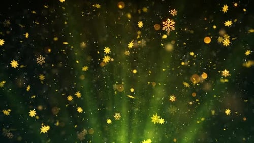 Festive Golden Snowflakes and Bokeh Holiday Background