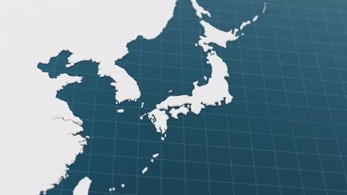 Animated 3D Map Highlight of Japan