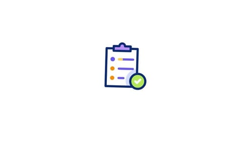 Modern Checklist Icon with Animated Green Checkmark
