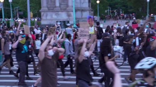 4K Protestors in New York City, Black lives matter people gathering during coronavirus pandemic