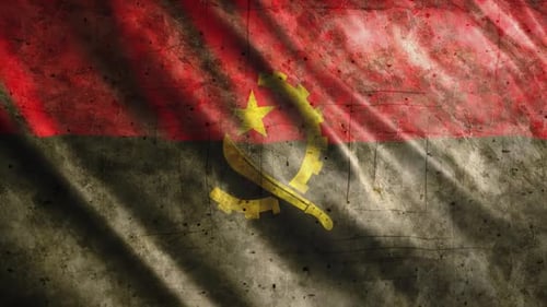 Grunge Distressed Angola Flag Waving Seamless Loop
