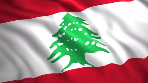 Lebanon National Flag Waving Seamlessly in the Wind