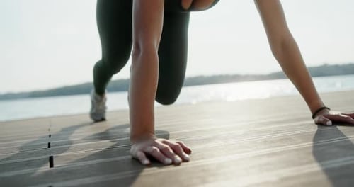 Energetic Woman Doing Exercise on Pier