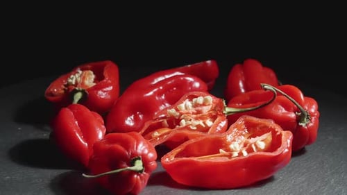 Fresh Red Peppers, Close Up Still Life