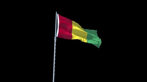 Realistic Waving Flag with Red, Yellow, Green Stripes