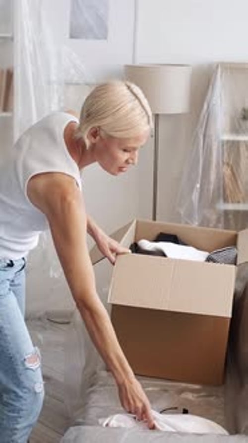 Vertical Relocation Stress Annoyed Woman Packing