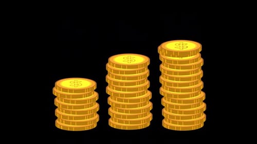 Flat Design Gold Coins Stacking Animation for Financial Growth