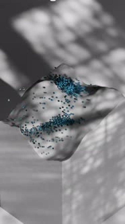 Boucle 3D minimaliste de sphères explosives dans un environnement de lumière douce