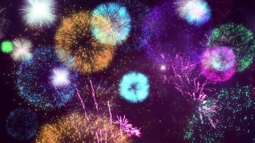 Vibrant Colorful Fireworks Celebration Background Loop