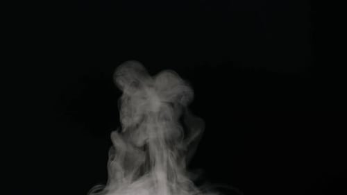 Rising White Smoke on Black Background