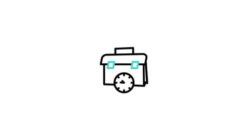 Animated Line Art Briefcase and Clock Corporate Icon