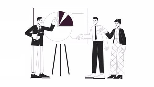 Business People Presenting Animated Pie Chart