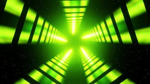 Abstract spiral Vj animation green and yellow neon background for dance music 3d render. Vj and Dj