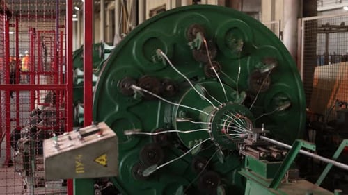 Industrial Machine Weaving Cables in Production Factory