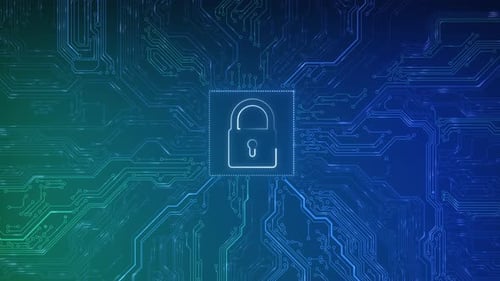 Security Hologram Virtual Hud Pin with Shield and Lock Concept of Finance Data Privacy and