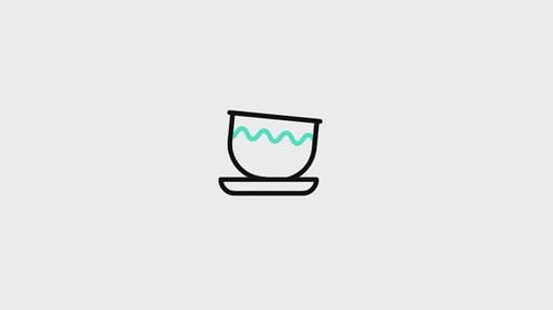 Flat Design Animated Coffee Cup with Filling Liquid