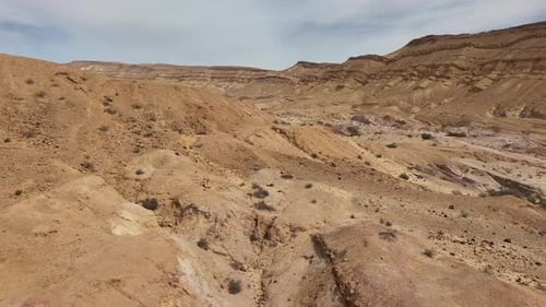 Aerial video of a desert area in the Eilat mountains.
