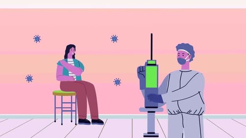 Medical Professional Administering Vaccine Flat Design Animation