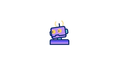 Animated Flat Design Robot Head Icon