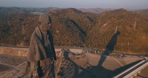 Drone Shot of the Statue of Unity, Gujarat, India
