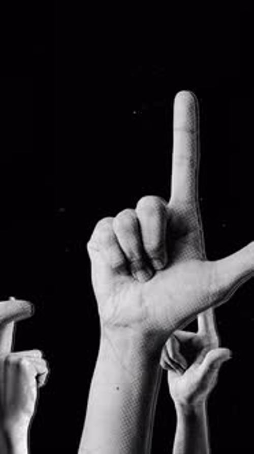 Pointing Up & Down Hands Portrait Background